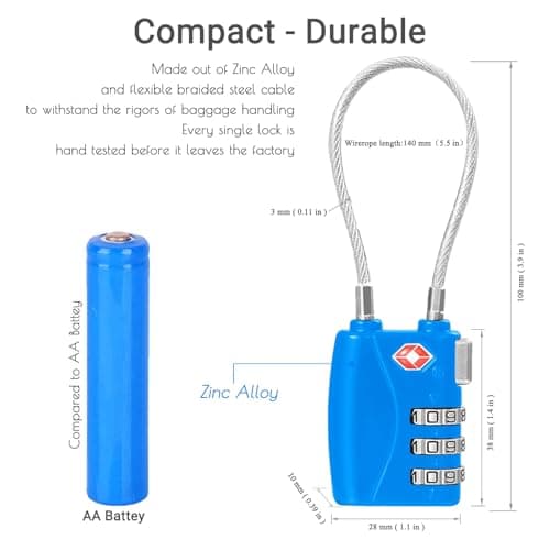CFMOUR Suitcase Locks, 3-Dial TSA Approved Luggage Lock with Flexible Cable — view 4