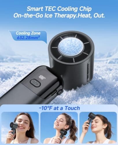 4-in-1 Handheld Portable Turbo Fan with Ice Cooler, 5000mAh Rechargeable Personal Fan Speed (1-100),12H Runtime,LED Display,Foldable Mini Handheld Fan for Summer Outdoor Travel Camping Office Home — view 2