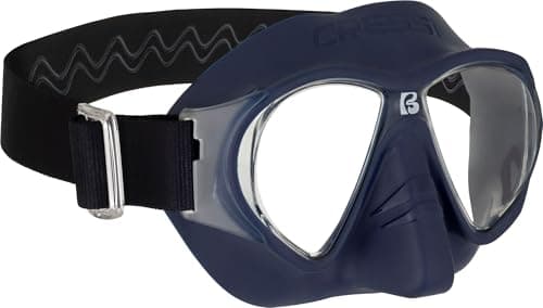 CRESSI since 1946 - Force Mask - Separate Polycarbonate Lenses and Soft TPR Face Mask Ideal Snorkelling Surface Swimming and Beach Holidays - Blue Navy Elastic Strap Coral Blue - One Size - Adult — view 2