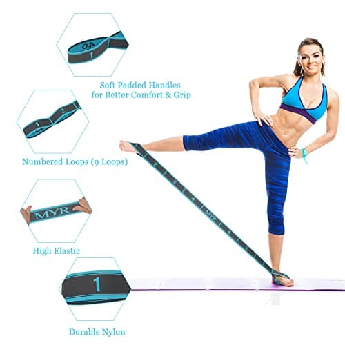 flintronic Yoga Stretching Strap, Stretcher Yoga Belt with 9 Numbered Loops, Exercise Yoga Belt for Pilates, Pilates, Dance, and Gymnastics, and Leg Stretch Band to Improve Flexibility — view 3