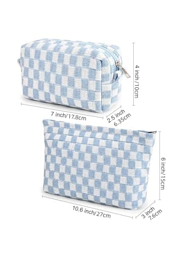 Makeup Bag, Birthday Gifts for Women, Large Small Capacity Checkered Travel Make up Bag, 2 Pack Cosmetic Bags Portable Toiletry Bag for Mom Sister Friends Girls — view 2