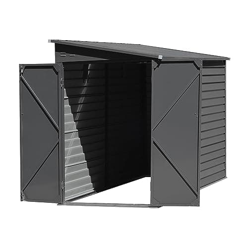 Panana Outdoor Metal Garden Shed Storage Box Bike Tool House (L 144cm x W 270cm x H 202cm, Black, Alloy Steel) — view 2