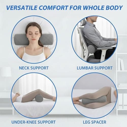 Pyxovixar Cervical Neck Roll Memory Foam Pillow,Removable Cover17*4.7" — view 3