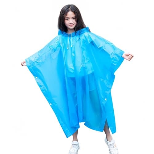 QHFlashbuy Kids Waterproof Rain Poncho,Portable Raincoat Rain,Reusable EVA Rain Poncho Toddler Rain Cape for Girls Boys with Hoods for Camping,Hiking Travel,Amusement Parks