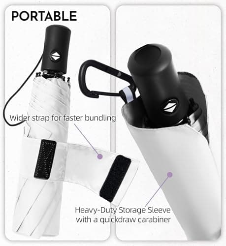 LILAC 30% Effortless Auto Open & Close Umbrella – 8-Rib Wind-Resistant Frame, Instant-Dry 210T Canopy, Compact Travel Design with Quickdraw Carabiner — view 4