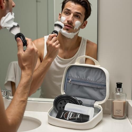 Travel Shaving Brushes Kit For Men, 4 In 1 Shaving Brush Set With Nylon Bristle Shaving Brush, Shaving Brush Case, Shaving Cream and Foldable Shaving Bowl For Trip — view 6