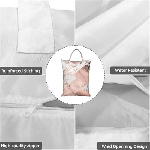 Gold Marble Travel Laundry Bag With Handle, 1 Pc Large Waterproof Dirty Clothes Bags With Zipper, Foldable Swimsuit Workout Bag Washable Wet Clothes Storage Organizer For Dorm — view 5