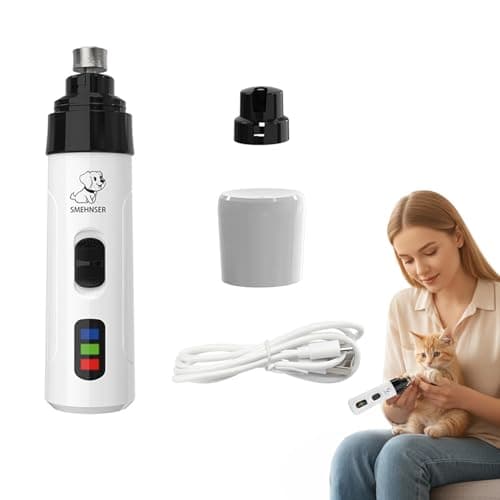 Dog Nail Grinders – Cordless Electric Pet Nail Trimmer, Silent USB Rechargeable Dog Claw Grinder with Diamond Bit, Low-Noise Nails Clippers & File Trimmer for Dogs & Cats, Home & Travel Grooming