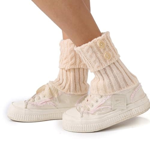 Gissroys Portable Short Leg Warmers Knitted Warm Knitted Foot Protectors Compact Design for Travel Commuting and Work Women's Socks — view 3