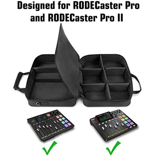 USA Gear Audio Mixer Case - Podcast Mixer Travel Case with Scratch-Resistant Interior & Customizable Storage - Compatible with RODECaster Pro, RODECaster Pro II, RC Duo & More Audio Equipment (Black) — view 4