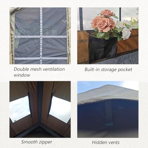 4 Season Air Tent Glamping Tent with Separate Living and Sleeping Area,Waterproof Pop-Up Tent with Pump and Stove Jack Hole,8-10 Person Camping Tent (Green_17.2sq m) — view 4