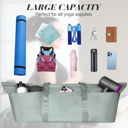 Aucuu Large Yoga Mat Bag, Gym Bag, Travel Yoga Gym Bag for Women Men, Gray Green, Nylon, Classic, Unisex — view 5
