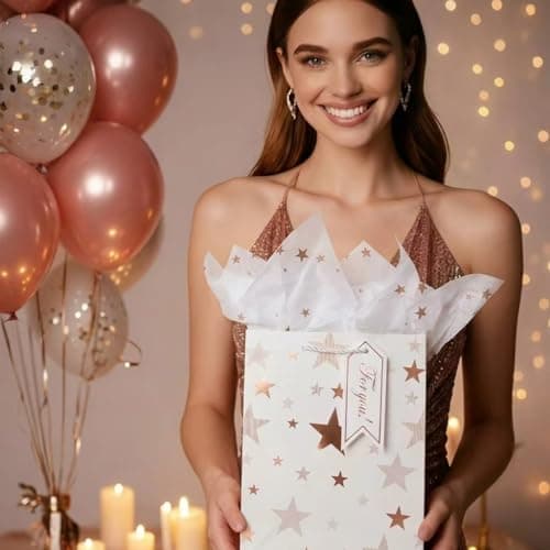 6Pack Medium Gift Bags with Tissue Paper,Rose Gold,18×23×10CM — view 3