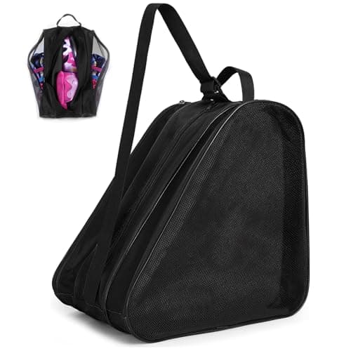 Kefiyis Roller Skate Bag - Unisex Ice Skate Bag with Adjustable Shoulder Strap - Breathable Oxford Cloth Skating Shoes Storage Bags Roller Skating Accessories Black