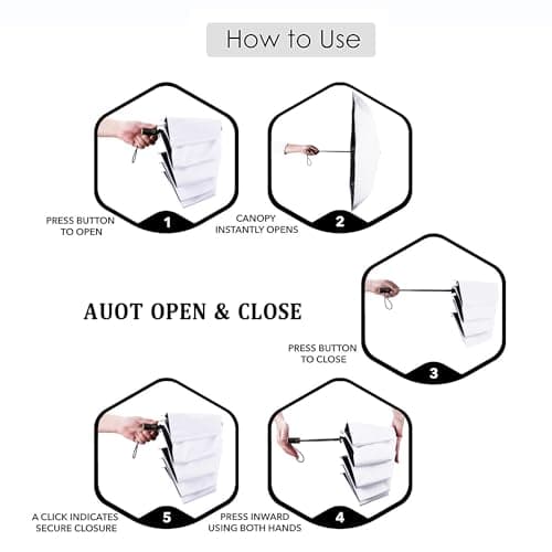CUBY UV Sun Umbrella Compact Folding Travel Umbrella Auto Open and Close for Windproof, Rainproof & 99.9% UV Protection Parasol with Black Anti-UV Coating — view 6