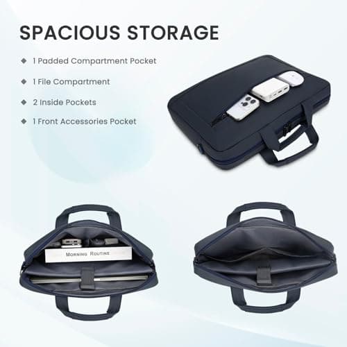 HEDUGO Laptop Bag Case 15.6 16 17 Inch Waterproof Computer Sleeve Messenger Bag with Adjustable Shoulder Strap Unisex Briefcase Carry Case for Work School Travel,Fit 15.6 to 17 Inch Laptops — view 4