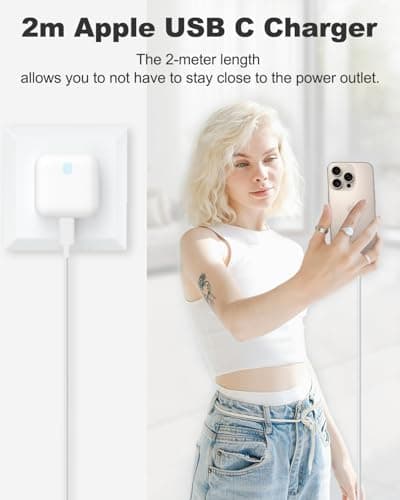 iPhone 15 16 17 Fast Charger, 20W USB C Charger Plug and Nylon Braided Cable 2M for iPhone 15 16 17 Pro Max/Pro/17 Air/17 16 15/iPad Air, USB C Plug UK Power Adapter with USBC to Type C Charging Cable — view 5