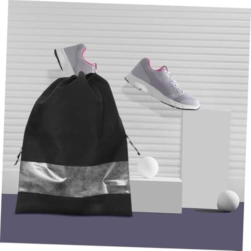 10pcs Black Non-woven Travel Shoe Bags Drawstring Storage Pouches — view 4