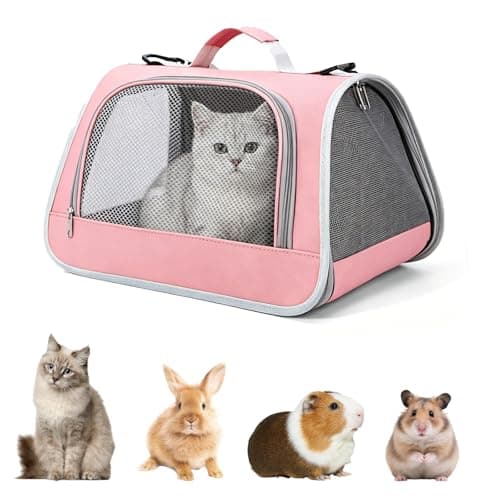 Foldable Small Animal Carrier Bag, Oxford PVC Portable Pet Travel Bag with Transparent Window, Guinea Pig Carrier for Guinea Pig Hamster Rabbit Hedgehog Parrot Outdoor Walking Camping