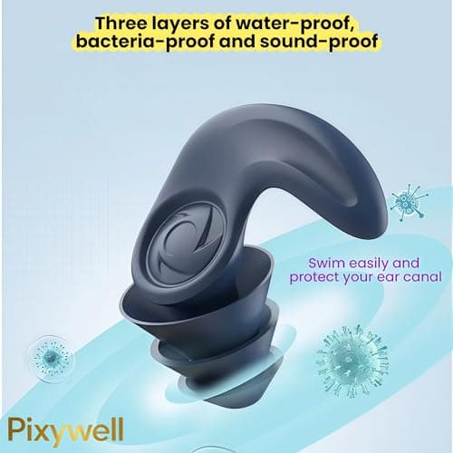 Pixywell Noise Cancelling Earplugs for Sleep and Swim UK - UKAS Certified Side Sleeper Comfort, Small Ear Canal Fit, Reusable Washable for Tube/NHS Shift/Pub, Carbon Trust Certified (Adult Dark Blue) — view 6