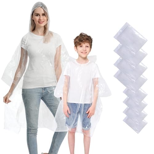 Opret Disposable Rain Ponchos 8 Pack, Thick Emergency Raincoat, Waterproof