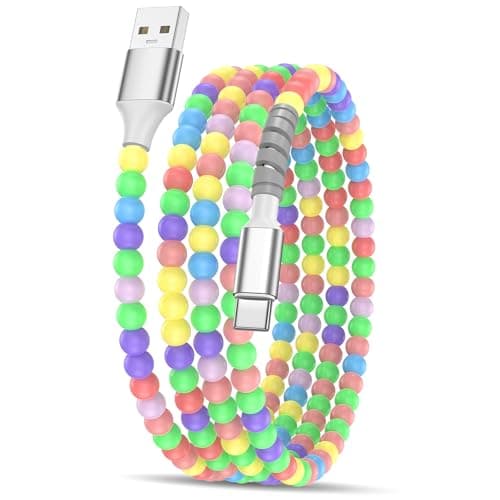 ACANDYA USB A to USB C Cable Beaded Car Charging Cord for CarPlay 18W 3ft