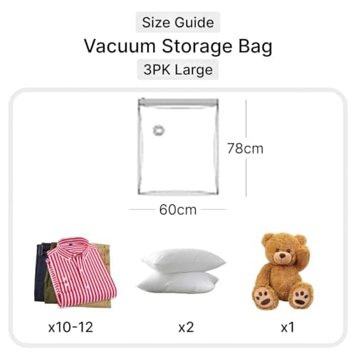 DOMIRA Vacuum Storage Bags – Space Saver Bags For Clothes, Duvets, Travel – Airtight Compression Seal – Reusable, Heavy Duty Vacuum Bags (Large, 3PK) — view 2