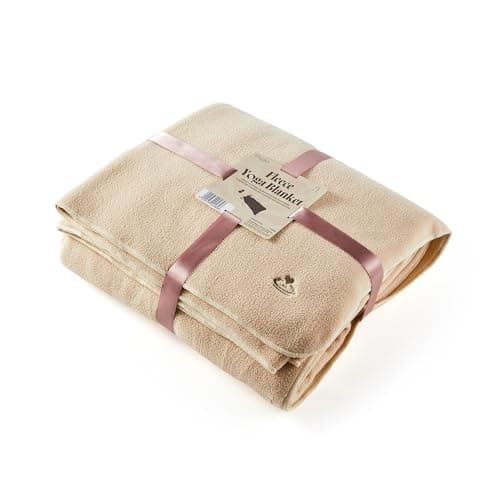 Myga Reversible Fleece Yoga Blanket - Soft, Warm & Lightweight Blanket for Yoga, Meditation and Relaxation - Machine Washable & Cozy Throw for Home & Travel - Large, 200cm x 145cm (Sand)