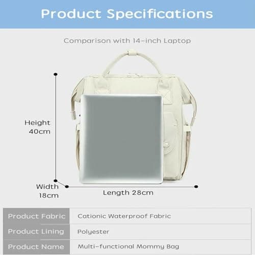 LUYYBDBG Diaper Bag Baby Nappy With 2pcs Stroller Hooks Mummy Backpack Waterproof Outdoor Travel Mommy Maternity For Stuff-light Grey — view 2