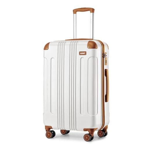 Kono 24 Inch Medium Hard Shell Suitcase ABS Lightweight Luggage (Cream)