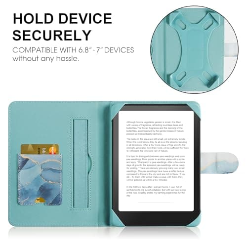 HoYiXi Universal Case for 6.8-7'' Kindle eReader Compatible with Paperwhite/Pocketbook and Tolino/Kobo Clara 2E/Kobo Clara HD,6.8" -7'' eReader Protective Cover with Built-in Card Slot,Dali blue — view 3