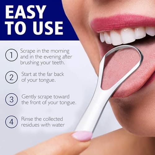Tongue Scraper 3-Piece Set for Adults with Case, Stainless Steel Tongue Cleaner & Scraper - Metal Tongue Scraper with UV Sterilisation for Fresh Breath, Plaque Removal & Oral Hygiene Kit — view 4