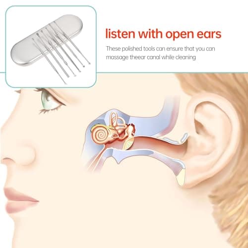CIMAXIC Ear Picks Kit and Travel for Daily Family Use for Daily Family Use and Travel Stainless Steel with 6 Portable Round Earwax Removal Tools Comfortable Massage Ear Canal Cleaning — view 3