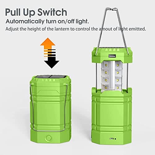 Solar Camping Lantern, Ultra Bright Collapsible Hand Crank LED Flashlight, Portable Wind Up Tent Light, USB Charging, Electronic Lamp for Outdoor and Emergencies — view 4