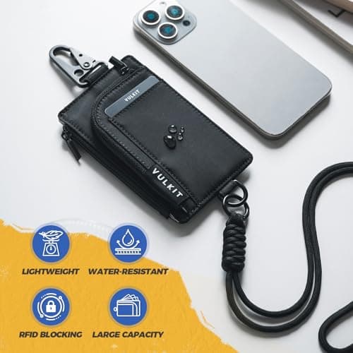 VULKIT Water-Resistant Keychain Lanyard Wallet for Men and Women, Outdoor Zip Pouch Wallet with Clear ID Window, Travel Anti-Theft Neck Pouch for Hiking, Fishing and Outdoor Activities, Shadow Trek — view 2