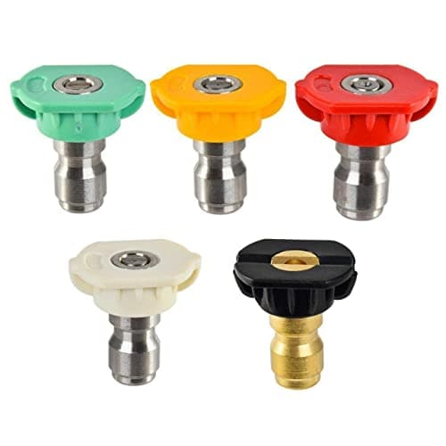 Fai Top Pressure Washer Nozzle Tips, 1/4" Quick Connect, 5 Pack Multi Angle