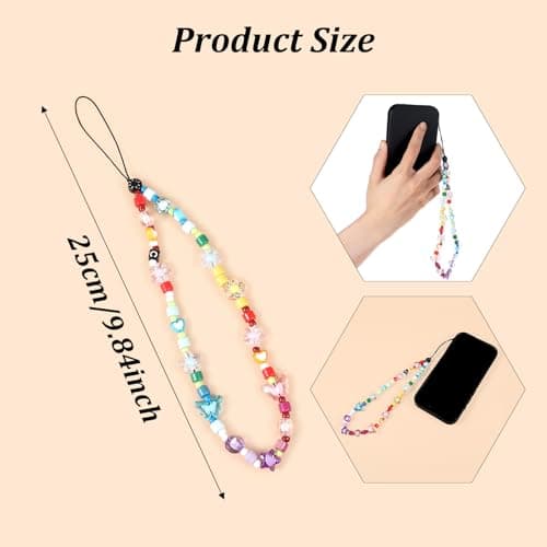 Shimmeroo Rainbow Beaded phone charms, Butterfly Acrylic Phone Wrist Strap — view 2