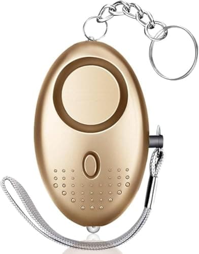 Personal Safety Alarms for Women, Reusable Police Approved 140DB Loud Alarm with LED Light, Small Personal Security Alarm Torch Keychain Safety Security Alarm Panic Rape Attack Safety Tool (Gold)