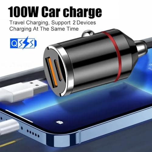 100W Car Charger USB C-[PD&QC 3.0]Cigarette Lighter USB Charger Car Adapter 12V USBC Socket Fast Charging for i-Phone 16,15 Pro Max14,Sam-sung S23,Quick Charge Protocols & Intelligent Charge Feature — view 4