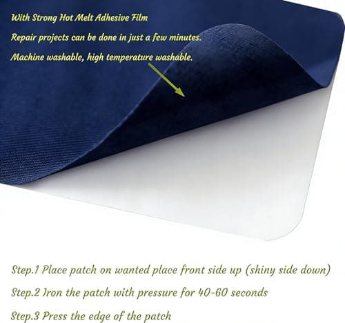 Down Jacket Repair Patches, 2 Pack Self Adhesive Fabric Patches 12.5 x 9.5cm, Waterproof Clothing Repair Patches for Jackets, Coats, Tents & Sleeping Bags, Navy Blue — view 3