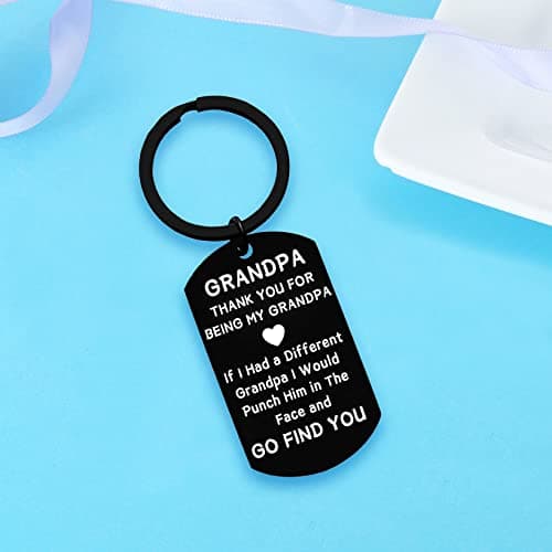 Nimteve Grandpa Gifts Grandpa Birthday Gifts Keyrings Grandpa Keying from Grandson Christmas Grandpa Gift Granddad keyring Grandfather Keychains Father's Day Birthday Gift for Granddad (black) — view 4