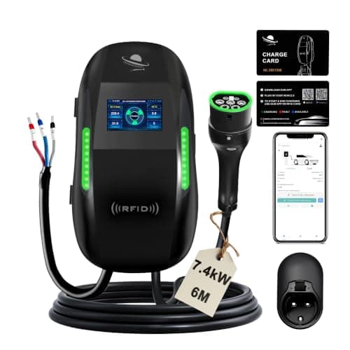 LEISHENG ENERGY 7kW EV Charger Type 2,32A,6m Cable,APP Control,RFID 6m