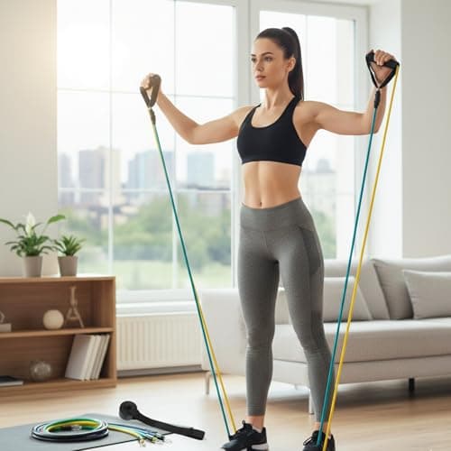 11PC Resistance Bands Set – Exercise Tubes with Handles, Ankle Straps & Door Anchor for Fitness, CrossFit, Yoga & Home Workouts (Pack of 11) — view 4