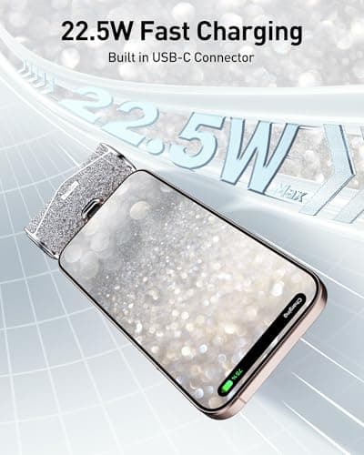 iWALK Upgraded Sparkly Portable Charger 22.5W, 5000mAh Power Bank for iPhone 17/16/15 Series,Mini Battery Pack with Built-in USB-C Connector Compatible with Samsung S25/24 Series,iPad Pro/Air, AirPods — view 5