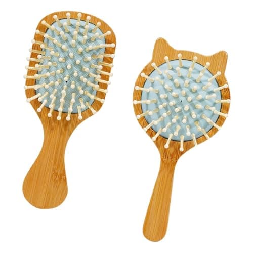 Zambuph Multiuse Bamboo Hairbrush Set Massaging Detangling Hair Work Or Travel And Eco Friendly. Bamboo Brush With Air Ventilation Hole For Enhanced Cushion Flexiblity