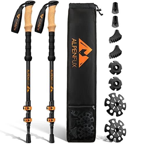 ALPENFUX® Premium Telescopic Hiking Poles Trekking Poles Nordic Walking Poles Lightweight and Adjustable with Cork Handle for Men and Women