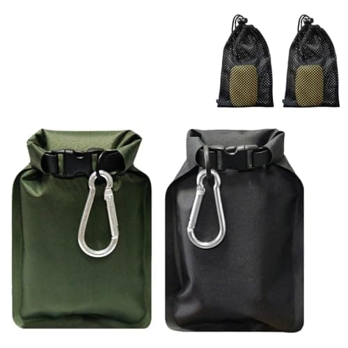 2PCS Travel Soap Bag, Waterproof Soap Dishes Case Box, Portable Sealing Soap Holder, Leakproof & Quick Drying Soap Bar with Lathering Bag and Carabiner, for Travel, Camping (Black+Army Green)