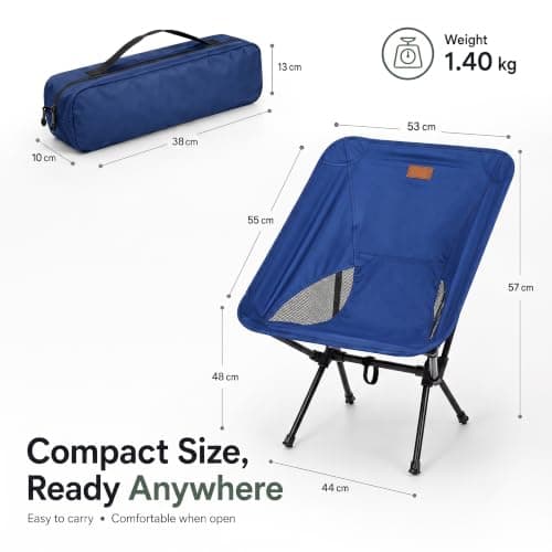 HomlyPro Folding Camping Chair, Pack of 1 - Compact & Lightweight Outdoor Chair for Adults, Comfortable Sitting, Ideal for Garden, Beach, Picnic, and Adventures (Blue) — view 2