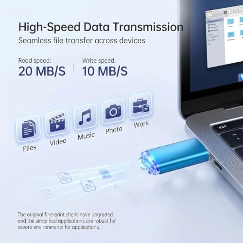 jiqichimao 5 Pack 8GB Blue Plastic USB Flash Drive, USB 2.0 usb drive — view 4