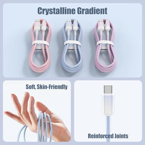 USB to USB C Cable [3-Pack, 6FT],Type C Charger Fast Charging iPhone lead USBC for iPhone 17/16/15, iPad Pro, Samsung Galaxy, MacBook Pro,and More — view 6
